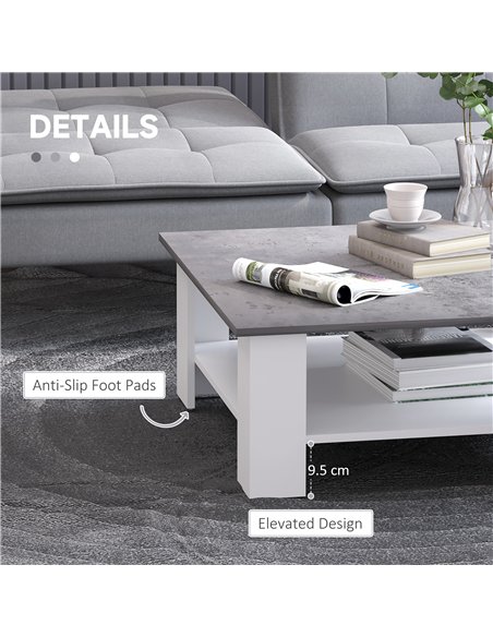 HOMCOM Square Coffee Table, Wooden Coffee Table with Storage, Cocktail Center Tea Table for Home Office, 80W x 80D x 31.5Hcm, Gr
