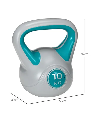 SPORTNOW Kettlebell, 10kg Kettle Bells with Handle for Home Gym Weight Lifting and Strength Training, Light Blue and Grey
