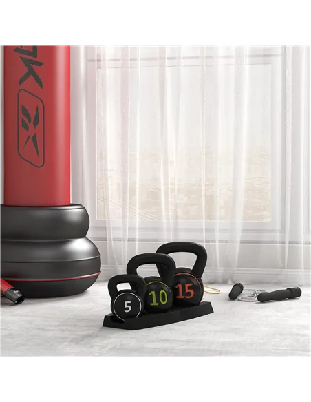 SPORTNOW Three-Piece Kettlebell Set, 5lbs, 10lbs, 15lbs with Storage Tray