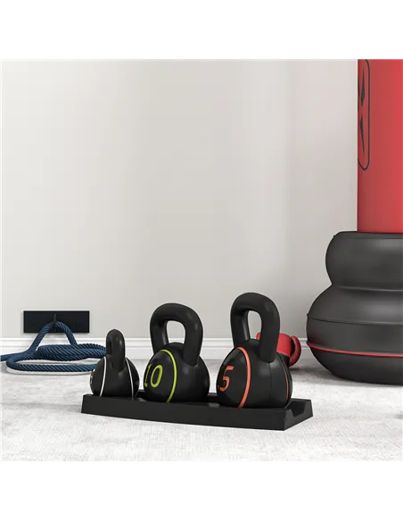 SPORTNOW Three-Piece Kettlebell Set, 5lbs, 10lbs, 15lbs with Storage Tray