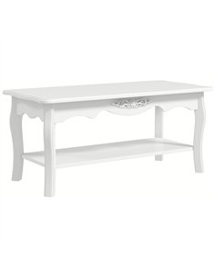 HOMCOM White Coffee Table Wood Cocktail Tea Centre Table with Storage Shelf for Living Room Reception Room, 94L x 44W x 42H cm
