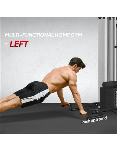 SPORTNOW Multi Gym Workout Station, Weight Machine with 65kg Weight Stack, Sit Up Bench, Push Up Stand, Dip Station