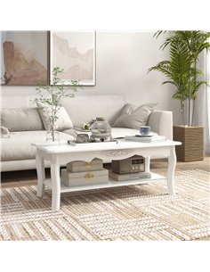HOMCOM White Coffee Table Wood Cocktail Tea Centre Table with Storage Shelf for Living Room Reception Room, 94L x 44W x 42H cm 2
