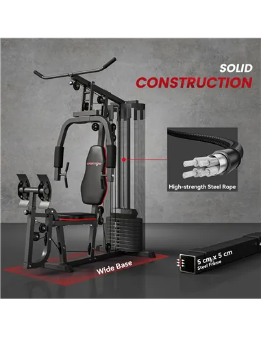 SPORTNOW Weights Machine, Multi Gym with 45kg Weight Stack, Compact Home Gym Leg Press Machine for Full Body Training