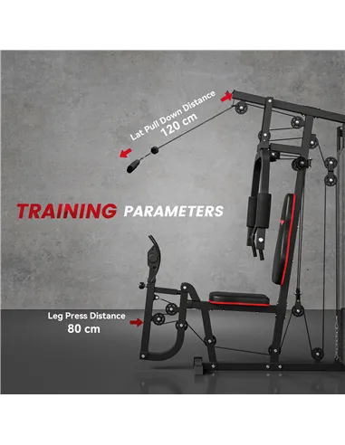 SPORTNOW Weights Machine, Multi Gym with 45kg Weight Stack, Compact Home Gym Leg Press Machine for Full Body Training