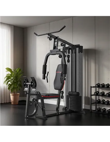SPORTNOW Weights Machine, Multi Gym with 45kg Weight Stack, Compact Home Gym Leg Press Machine for Full Body Training