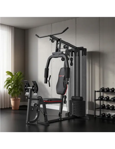 SPORTNOW Weights Machine, Multi Gym with 45kg Weight Stack, Compact Home Gym Leg Press Machine for Full Body Training