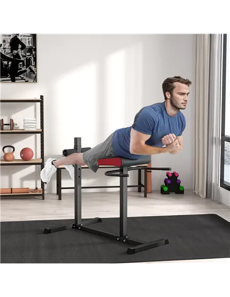 SPORTNOW Back Extension Roman Chair, Hyperextension Bench with Adjustable Leg Roller for Back, Abdominal and Gluteal Training