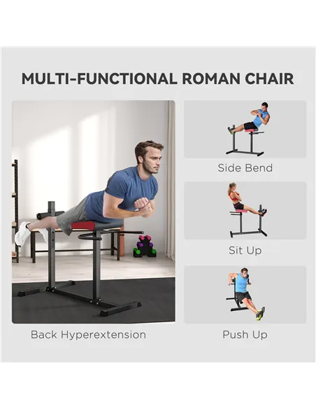 SPORTNOW Back Extension Roman Chair, Hyperextension Bench with Adjustable Leg Roller for Back, Abdominal and Gluteal Training