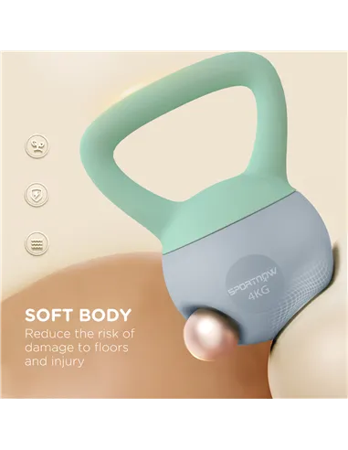 SPORTNOW 4KG Soft Kettlebell, Kettlebell with Non-Slip Handle for Home Gym, Weight Lifting, Strength Training, Green/Grey