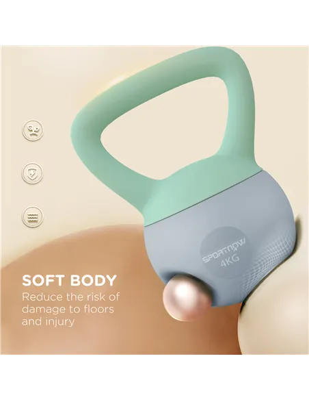 SPORTNOW 4KG Soft Kettlebell, Kettlebell with Non-Slip Handle for Home Gym, Weight Lifting, Strength Training, Green/Grey