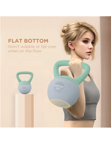 SPORTNOW 4KG Soft Kettlebell, Kettlebell with Non-Slip Handle for Home Gym, Weight Lifting, Strength Training, Green/Grey