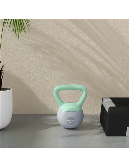 SPORTNOW 4KG Soft Kettlebell, Kettlebell with Non-Slip Handle for Home Gym, Weight Lifting, Strength Training, Green/Grey