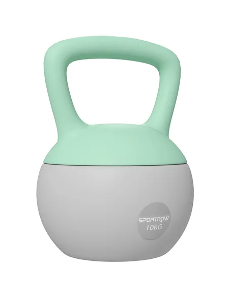 SPORTNOW 10KG Soft Kettlebell, Kettlebell with Non-Slip Handle for Home Gym, Weight Lifting, Strength Training, Green/Grey