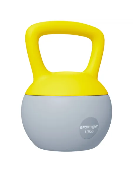 SPORTNOW 10KG Soft Kettlebell, Kettlebell with Non-Slip Handle for Home Gym, Weight Lifting, Strength Training, Yellow/Grey