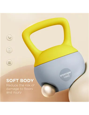 SPORTNOW 10KG Soft Kettlebell, Kettlebell with Non-Slip Handle for Home Gym, Weight Lifting, Strength Training, Yellow/Grey