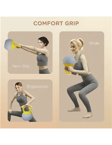 SPORTNOW 10KG Soft Kettlebell, Kettlebell with Non-Slip Handle for Home Gym, Weight Lifting, Strength Training, Yellow/Grey