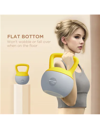 SPORTNOW 10KG Soft Kettlebell, Kettlebell with Non-Slip Handle for Home Gym, Weight Lifting, Strength Training, Yellow/Grey