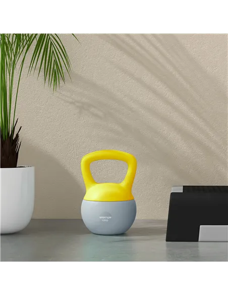 SPORTNOW 10KG Soft Kettlebell, Kettlebell with Non-Slip Handle for Home Gym, Weight Lifting, Strength Training, Yellow/Grey