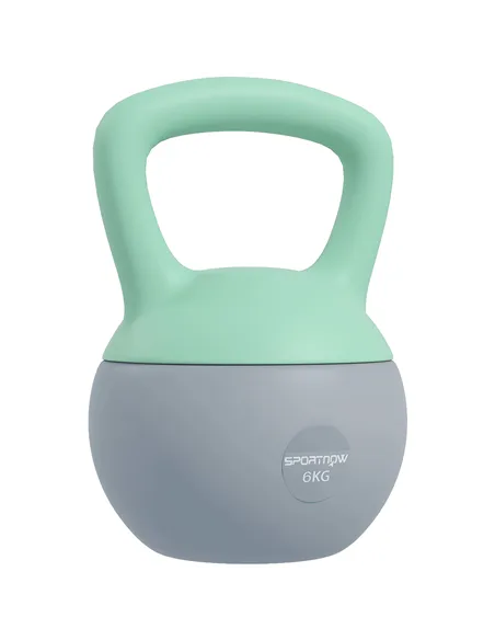 SPORTNOW 6KG Soft Kettlebell, Kettlebell with Non-Slip Handle for Home Gym, Weight Lifting, Strength Training, Green/Grey