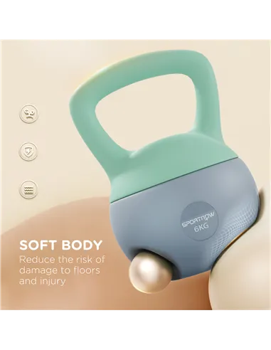 SPORTNOW 6KG Soft Kettlebell, Kettlebell with Non-Slip Handle for Home Gym, Weight Lifting, Strength Training, Green/Grey