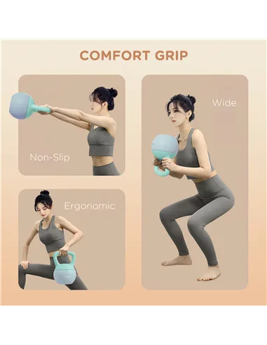 SPORTNOW 6KG Soft Kettlebell, Kettlebell with Non-Slip Handle for Home Gym, Weight Lifting, Strength Training, Green/Grey