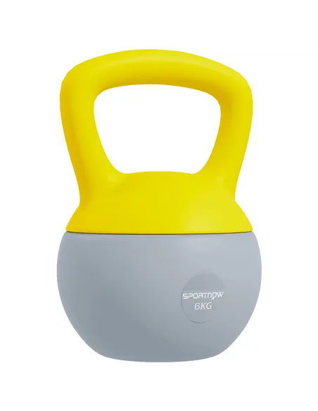 SPORTNOW 6KG Soft Kettlebell, Kettlebell with Non-Slip Handle for Home Gym, Weight Lifting, Strength Training, Yellow/Grey