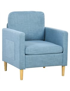 HOMCOM Modern Accent Chair, Comfy Fireside Chair, Upholstered Armchair for Living Room, Bedroom, Home Office, Blue
