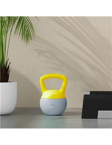 SPORTNOW 6KG Soft Kettlebell, Kettlebell with Non-Slip Handle for Home Gym, Weight Lifting, Strength Training, Yellow/Grey