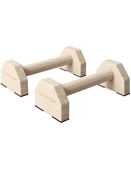 SPORTNOW Wooden Parralletes Bars, Push Up Handles with Non-Slip Base, Calisthenics Equipment, for Home Gym, Training