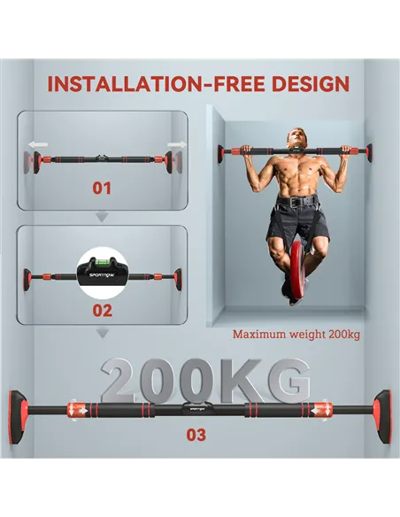 SPORTNOW Pull Up Bar, for 92-120cm Doorways, No Screws, Maximum load 200kg