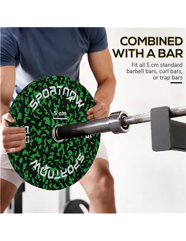 SPORTNOW Olympic Weight Plates with 5cm Holes, for Weight Lifting, 2 x 10kg