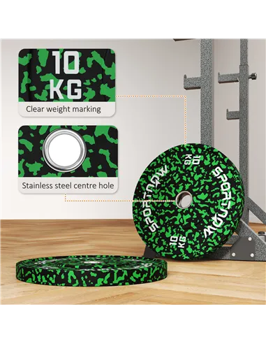 SPORTNOW Olympic Weight Plates with 5cm Holes, for Weight Lifting, 2 x 10kg