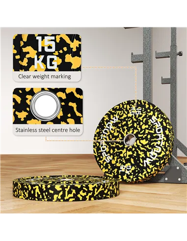 SPORTNOW Olympic Weight Plates with 5cm Holes, for Weight Lifting, 2 x 15KG