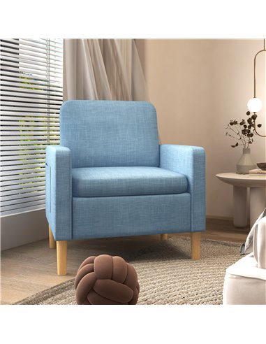 HOMCOM Modern Accent Chair, Comfy Fireside Chair, Upholstered Armchair for Living Room, Bedroom, Home Office, Blue