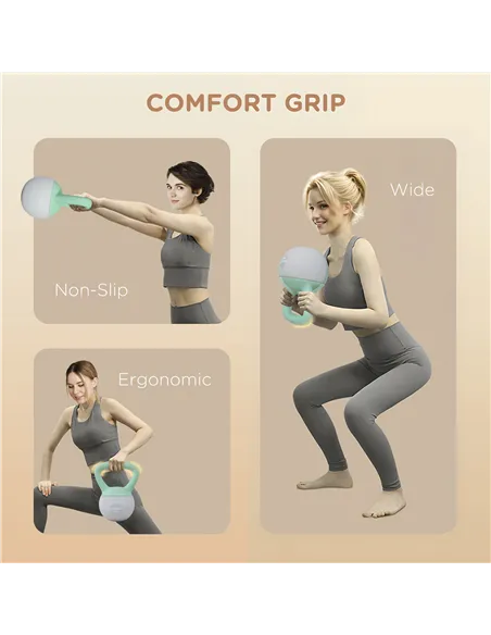 SPORTNOW 4kg/6kg/8kg/10kg Soft Kettlebell, Kettle Bell with Non-Slip Handle, for Home Gym, Strength Training, Cardio - Grey and 