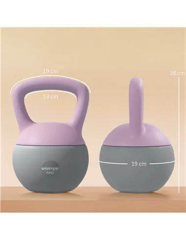 SPORTNOW 6KG Soft Kettlebell, Kettle Bell with Non-Slip Handle for Home Gym, Weight Lifting, Strength Training, Purple/Grey