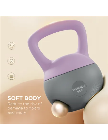 SPORTNOW 6KG Soft Kettlebell, Kettle Bell with Non-Slip Handle for Home Gym, Weight Lifting, Strength Training, Purple/Grey