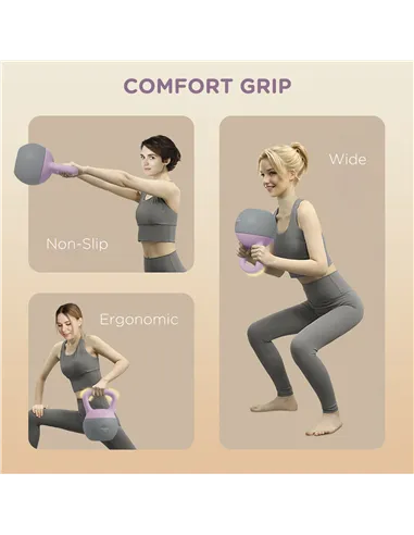 SPORTNOW 6KG Soft Kettlebell, Kettle Bell with Non-Slip Handle for Home Gym, Weight Lifting, Strength Training, Purple/Grey