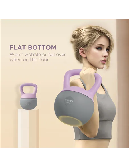 SPORTNOW 6KG Soft Kettlebell, Kettle Bell with Non-Slip Handle for Home Gym, Weight Lifting, Strength Training, Purple/Grey