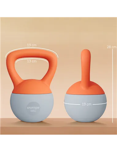 SPORTNOW 6KG Soft Kettlebell with Non-Slip Handle, for Home Gym, Weight Lifting, Strength Training, Orange/Grey