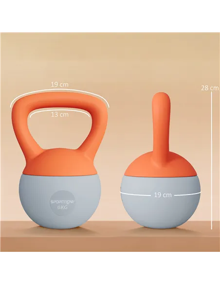 SPORTNOW 6KG Soft Kettlebell with Non-Slip Handle, for Home Gym, Weight Lifting, Strength Training, Orange/Grey