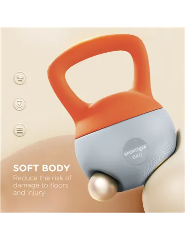SPORTNOW 6KG Soft Kettlebell with Non-Slip Handle, for Home Gym, Weight Lifting, Strength Training, Orange/Grey
