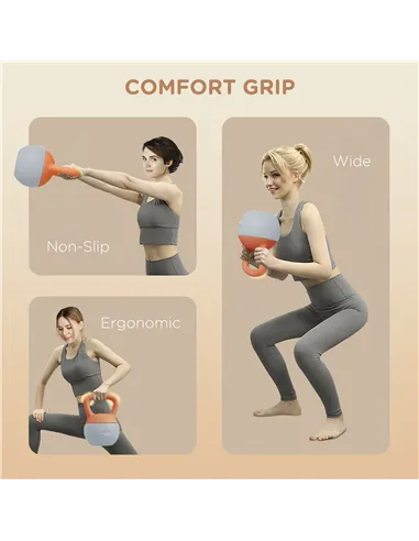 SPORTNOW 6KG Soft Kettlebell with Non-Slip Handle, for Home Gym, Weight Lifting, Strength Training, Orange/Grey