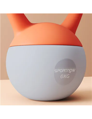 SPORTNOW 6KG Soft Kettlebell with Non-Slip Handle, for Home Gym, Weight Lifting, Strength Training, Orange/Grey