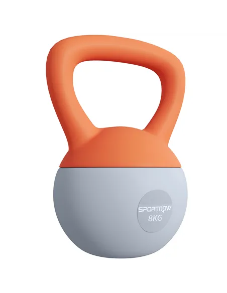 SPORTNOW 8KG Soft Kettlebell, Kettlebell with Non-Slip Handle for Home Gym, Weight Lifting, Strength Training, Orange/Grey