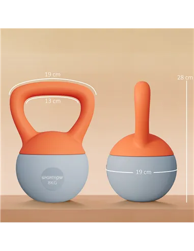 SPORTNOW 8KG Soft Kettlebell, Kettlebell with Non-Slip Handle for Home Gym, Weight Lifting, Strength Training, Orange/Grey