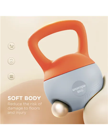 SPORTNOW 8KG Soft Kettlebell, Kettlebell with Non-Slip Handle for Home Gym, Weight Lifting, Strength Training, Orange/Grey