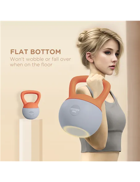 SPORTNOW 8KG Soft Kettlebell, Kettlebell with Non-Slip Handle for Home Gym, Weight Lifting, Strength Training, Orange/Grey