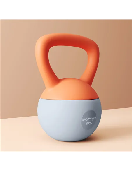 SPORTNOW 8KG Soft Kettlebell, Kettlebell with Non-Slip Handle for Home Gym, Weight Lifting, Strength Training, Orange/Grey
